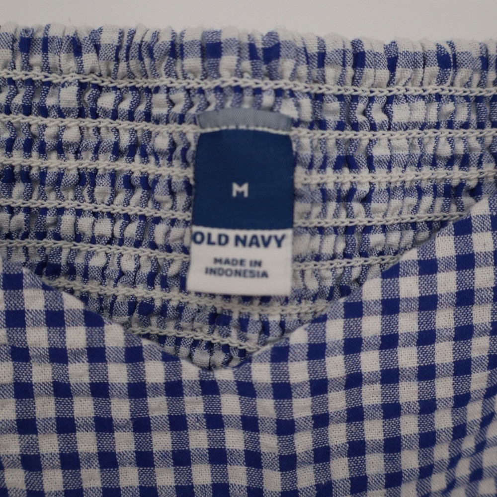Old Navy Blue Gingham Puff Sleeve Smocked Mini Dress Womens Size M - Picture 3 of 6